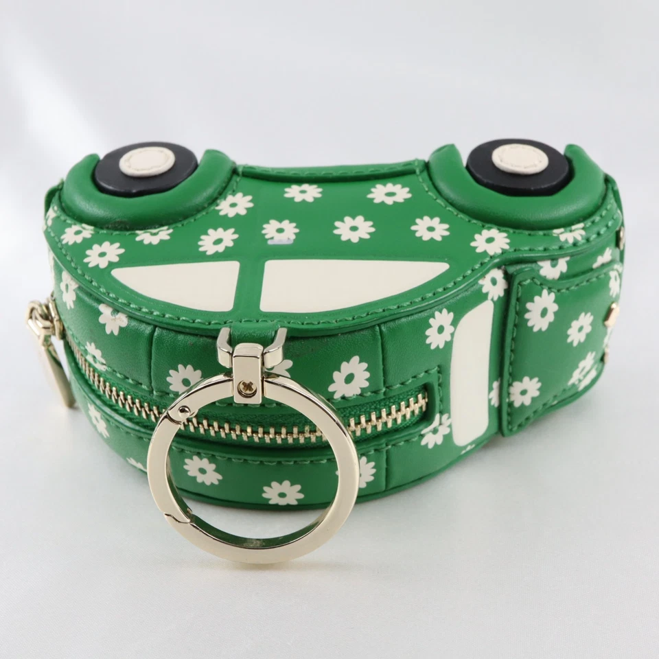 Estuche Monedero Coche Kate Spade Beep Beep Cuero Floral Verde con Llavero Foto 4 de 4