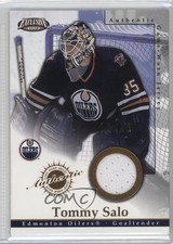 2002-03 Pacific Exclusive Game-Worn Jerseys Gold 14/25 Tommy Salo #9 0a7