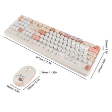  Beige Adorable 1600 Retro Wireless Keyboard Mouse Combo Stylish Round Desktop  