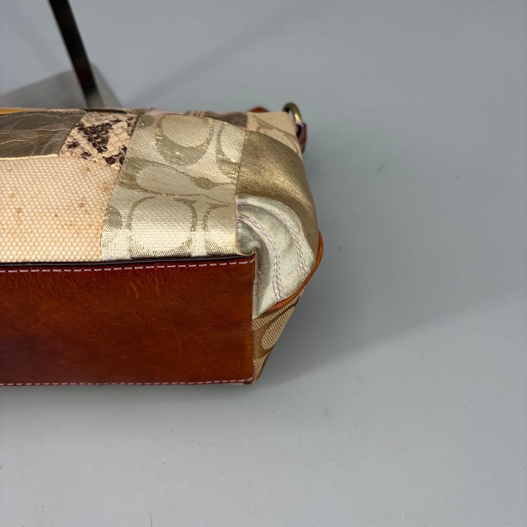 COACH Patchwork Beige Canvas Leather Accessory Po… - image 20