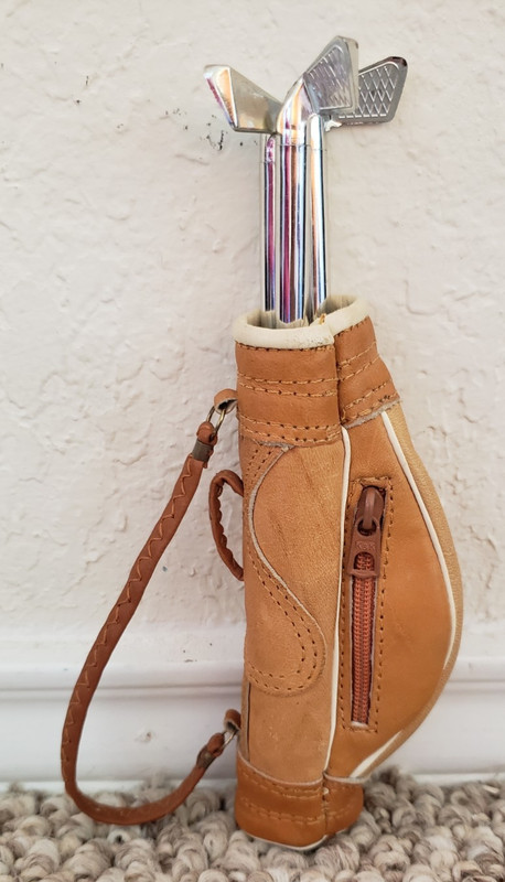 VTG Golf Leather Bag Weighted Pen Golf Club 3 Pens Mini Desktop Gift Office