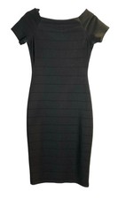 Fashion Nova Black Bandage Dress M Short Sleeve Gold Zipper Bodycon Glam