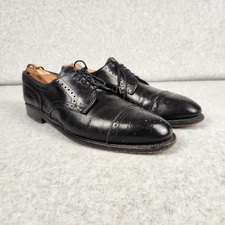 Allen Edmonds Sanford Shoes Mens Size 9.5 Black Oxford Brogue Dress Leather USA