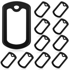 10 Pack Silicone Dog Tag Silencers - Black Military Noise Reduction Rubbers 52x3