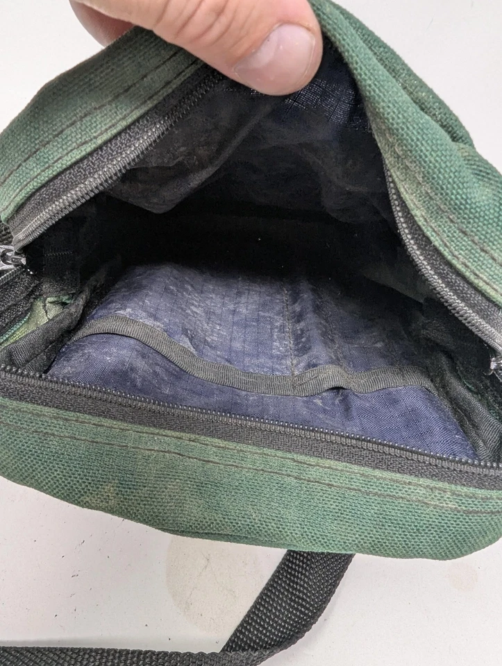 Bolso Bandolera Vintage Jansport Cuero Lona Verde Pequeño Hecho en EE. UU. Foto 3 de 4