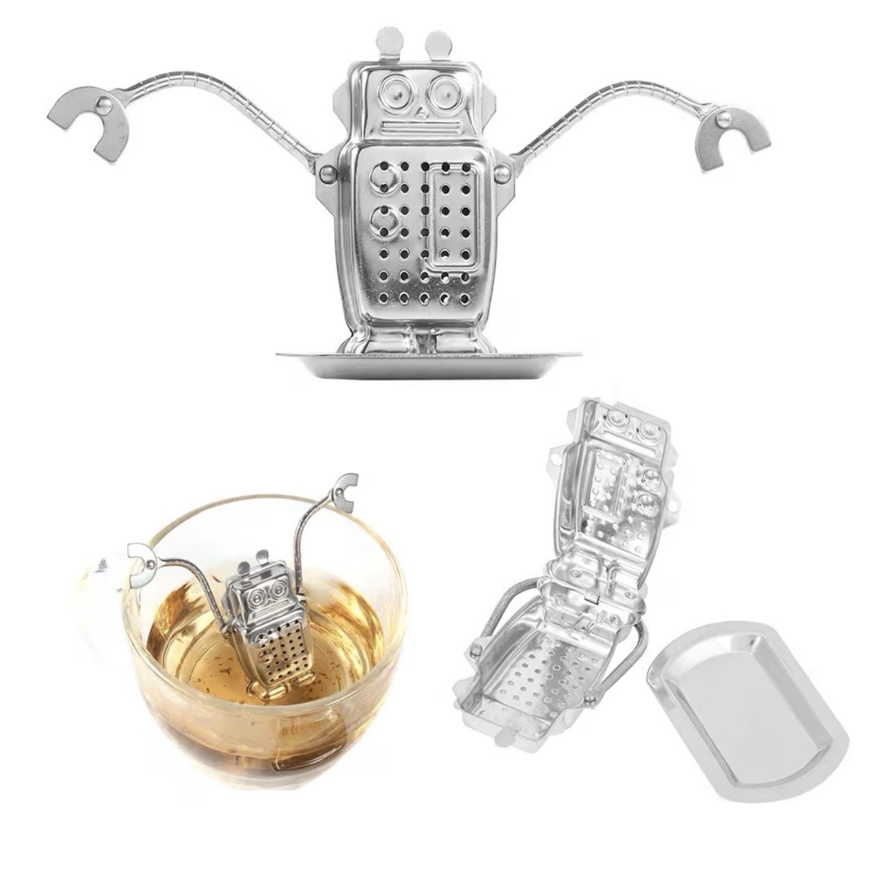 Stainless Steel Loose Robot Tea Infuser - Strainer Filter Diffuser