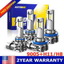 4x Auxito 9005 H11 Led Combo Headlight Bulbs High Low Beam Kit Extremely White