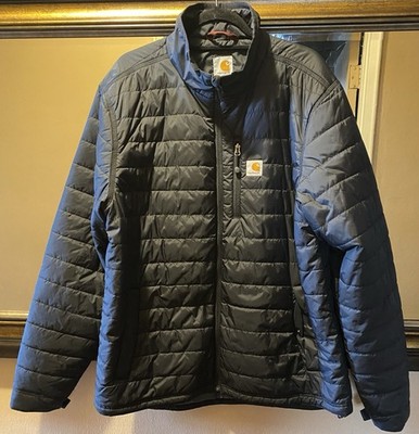 Carhartt Men's Black Rain Defender Quilted Full Zip Jacket Size L Tall