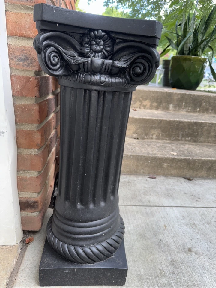 Vintage Black Plaster Greek  Decorative Column/Plant Stand - Image 2 of 4