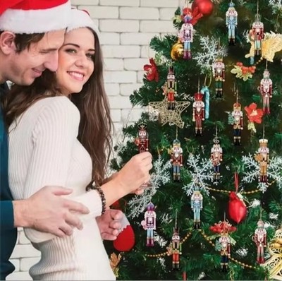 12 Stück Weihnachten Nussknacker Soldat Holz Anhänger Christbaumschmuck zum Hängen