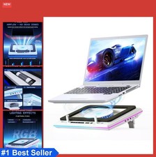 White RGB Laptop Cooling Pad 36W Turbofan Touch Control LCD Display USB Hub
