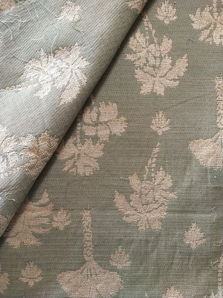 Tela de tapicería crema/bronceada con palmeras de chenilla verde BTHY 18" X 46" de ancho Foto 4 de 4