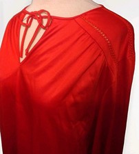 vintage jc penny long Sleeve red nylon night gown, size med