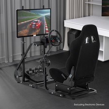Image of Mokapit Racing Simulator Cockpit with Monitor Stand Black Seat Fit for Logitech