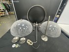 Ceiling Light Fixture Set Glass Dome Shade Crackle Pattern Silver Tone Parts  — photo 1