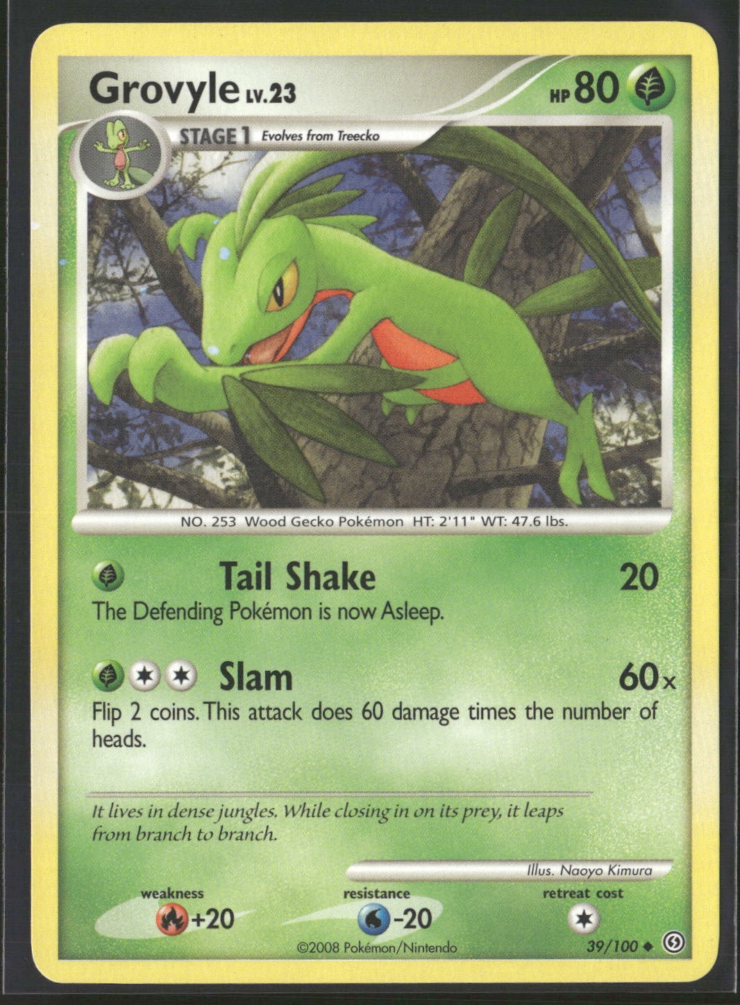 Grovyle 39/100 Uncommon Stormfront Pokemon Lightly Played