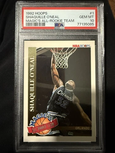 SHAQUILLE O'NEAL SHAQ 1992 SKYBOX NBA HOOPS #1 MAGIC'S ALL ROOKIE TEAM RC PSA 10
