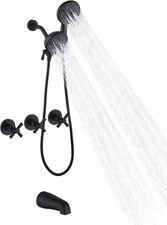 3 Handle Tub Shower Faucet Set Wall Mount Bathtub Shower Faucet with Tub Spout D