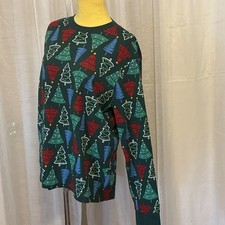 Carters Bedtime Christmas Green Holiday Tree Print Pajama Set Size XL