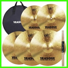 Cymbal Pack for Drum 8 Pcs Super Drum Cymbals Set Brilliant Gold with Cymbal Bag