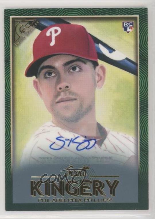 2018 Topps Gallery Green Auto 89/99 Scott Kingery #7 Rookie Auto RC e6q
