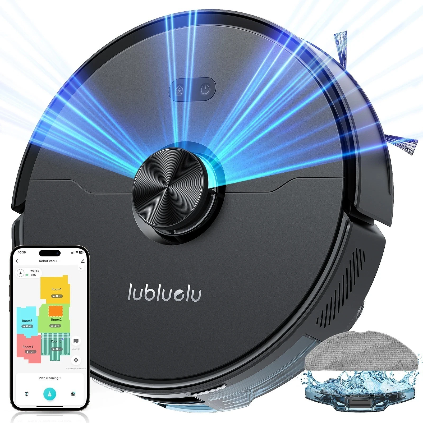 Lubluelu L15 Ultra Laser Robot Vacuum Cleaner with Mop 3L Self-Empty Station NEW