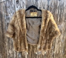 VTG Real Blonde Mink Stole Fur Wrap Evening Cape Shawl Hollywood MCM 40s 50s