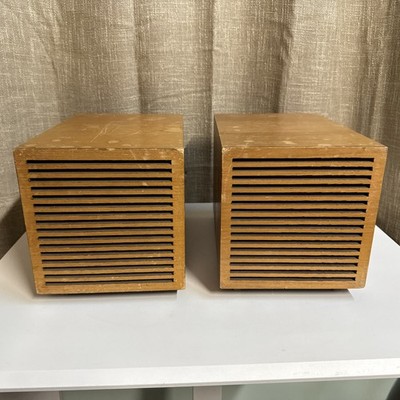 As Is Untested 1960s Pair Grundig Lautsprecher Box 8 Teak Wood Cube Speakers