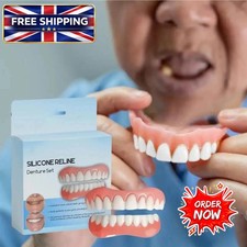 NEW Silicone Denture Kit Veneers Dental Tooth Cover Snap False Teeth Set UK