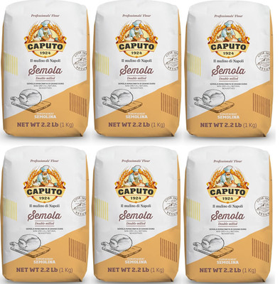 Semolina Wheat Flour 2.2 LB (Pack of 6) Bulk - Italian Durum Semola Di Grano - A