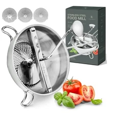 Stainless Steel Food Mill With 3 Milling Discs And Milling Handle Hungry Artisan