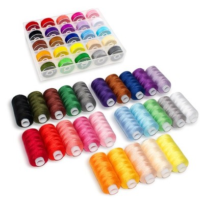 50 PCS 25 Color 400 Yard Polyester Sewing Thread Set Matching Prewound Bobbin
