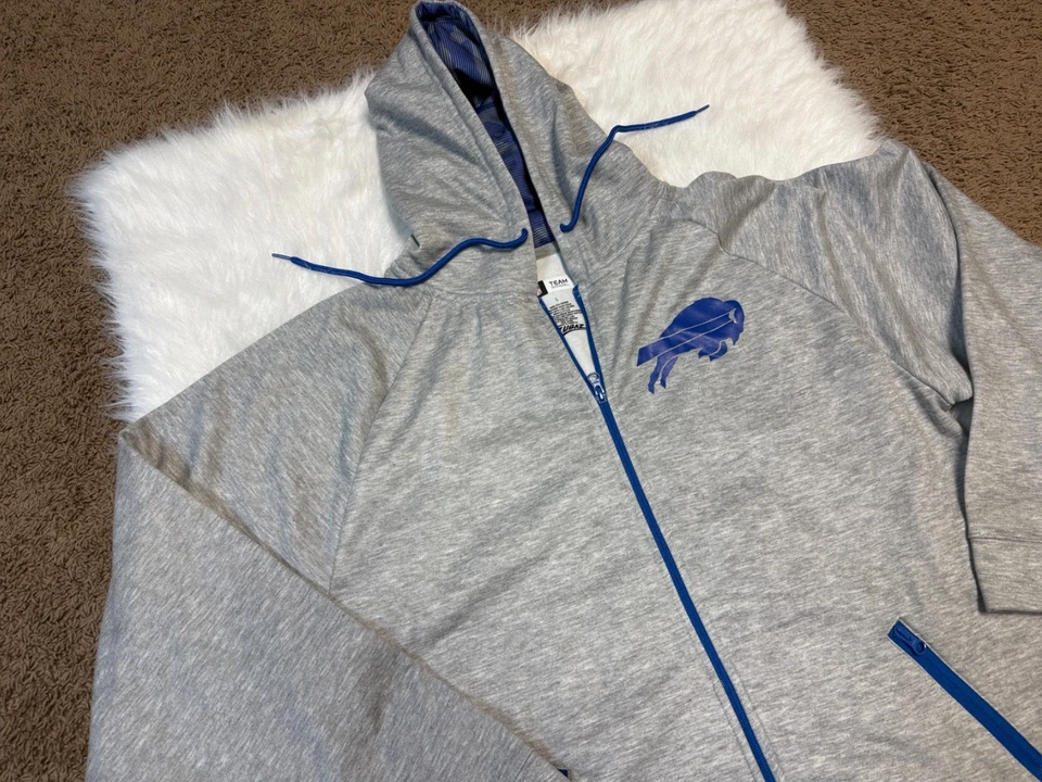 Jaqueta com capuz Buffalo Bills Zubaz masculina zíper completo tamanho grande cinza - Imagem 3 de 4