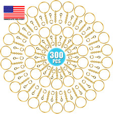 Keychain Rings Kit for Crafts Gold, Includes 100Pcs Split Key Ring with Chain,