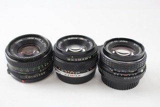 Manual Focus Camera Lenses Working Inc Canon & Olympus x 3