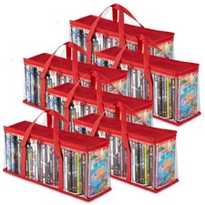 Stock Your Home DVD Storage Bags Set of 6 Media Organizer Bag 6 Pack, Red