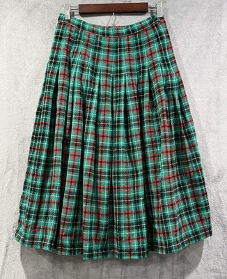 Pendleton Pleated Tartan Plaid 100% Virgin Wool Midi Skirt USA Tag Size 12