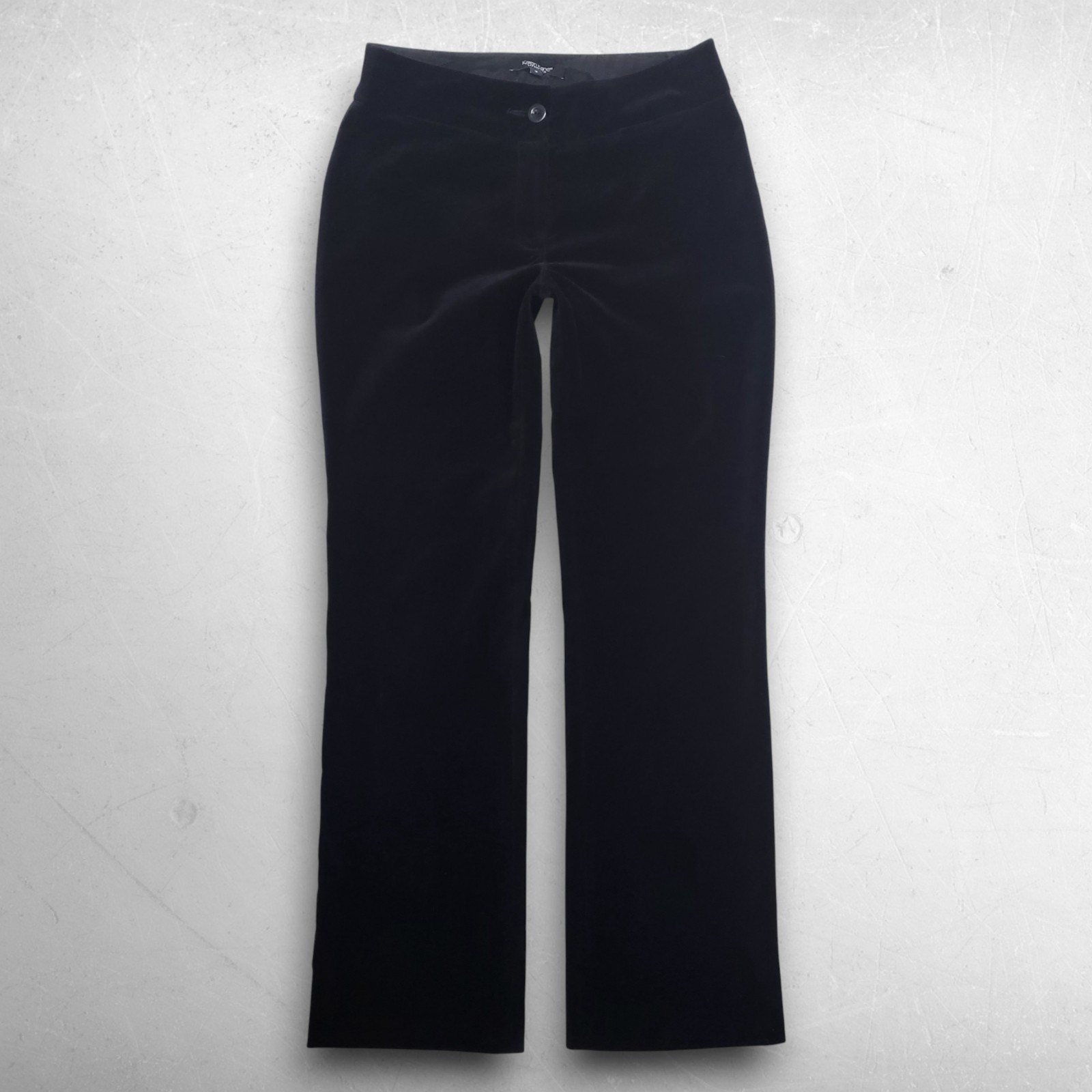 Karen Kane Velvet Pants Wide Leg Front Welt Pockets Women 4 Black Elegant Chic