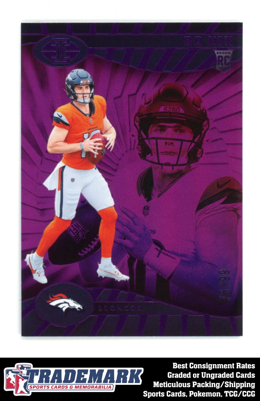 2024 Panini Illusions #22 Bo Nix Rookie Purple Trophy Collection #/99