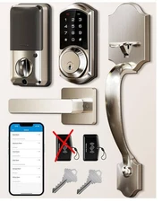Fingerprint Smart Locks for FrontDoor with Handle Set,App Control,Keyless 1card!