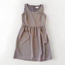 LOFT Petite 8P Mauve Purple Dot Scalloped Fit & Flare Dress Sleeveless Mini