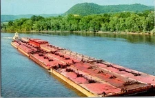 Vintage Ohio River Towboat Postcard by R. Daniel Simmons Tichnor Bros