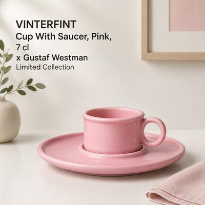 IKEA x Gustaf Westman VINTERFINT Cup With Saucer, Pink, 7 cl Limited Collection
