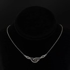 Pendant 17" Cable Chain Necklace Vtg Sterling Silver 925 Designer M Diamond Wave