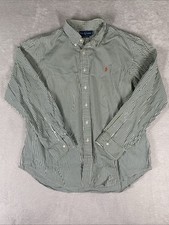 Polo Ralph Lauren Green Striped Oxford Shirt Men's 2XL Classic Fit Hong Kong VTG