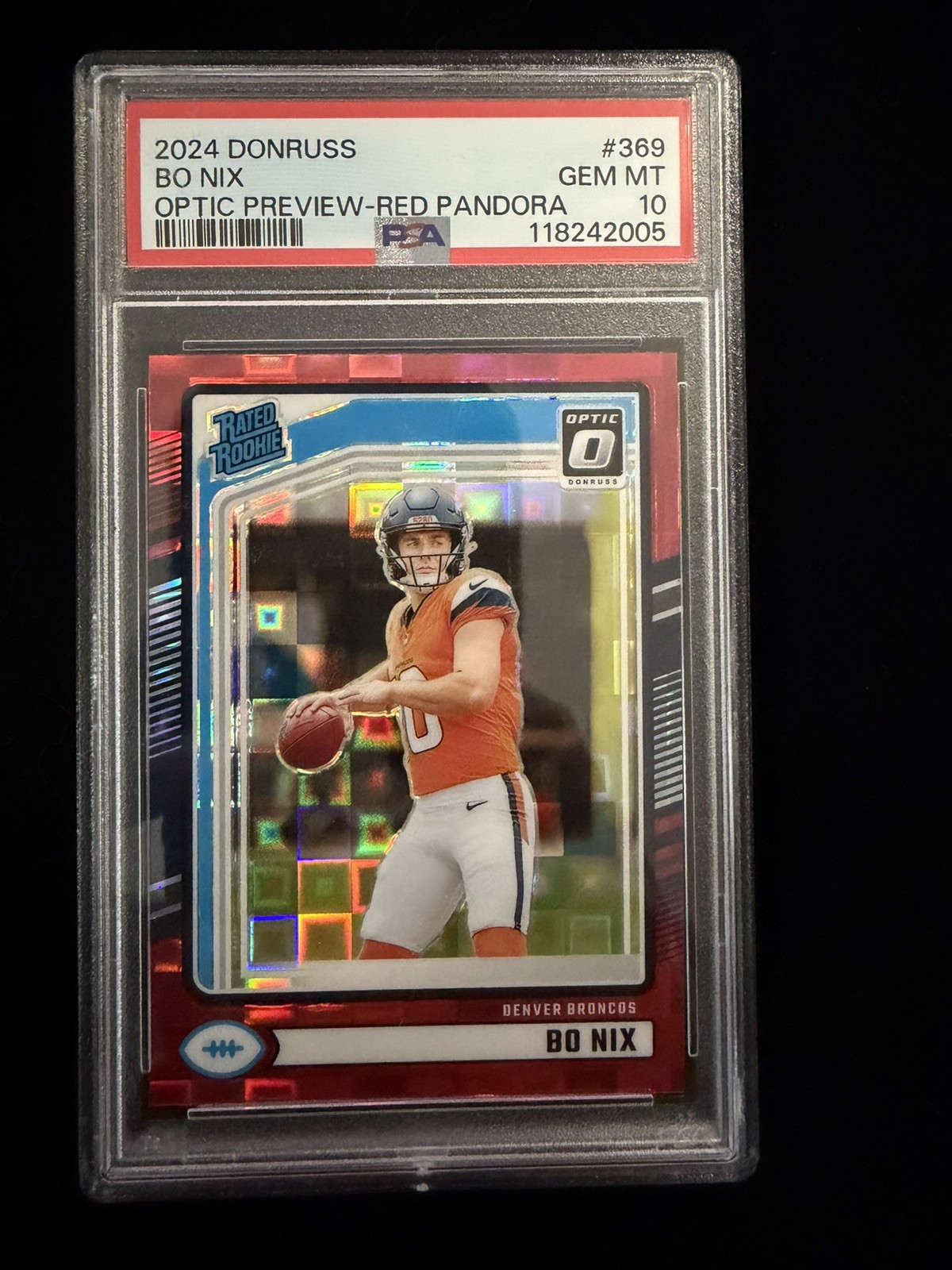 Bo Nix Panini Donruss #369 Optic Preview-Red Pandora