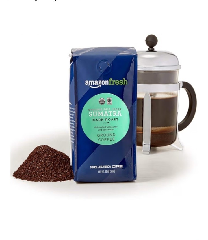 FAST FREE SHIPPING Organic Fair Trade Sumatra Ground Coffee Dark Roast 12 Ounce