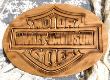Harley Davidson Wooden Plaque Sign Carved Wood Bar Shield Plaque Oval 15x11
