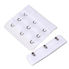 1 Pair Bra Hook and Eye Replacement Closure 3 Rows 2 1/4 Inch Wide White