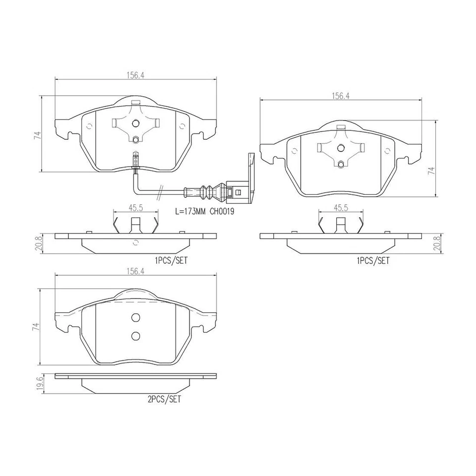 Juego de pastillas de freno Brembo delanteras NAO de cerámica para Audi TT Quattro VW Beetle Golf Jetta Foto 3 de 3